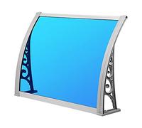 Auvent de porte de fenêtre, auvent de toiture d'entrée, support en alliage d'aluminium, abri de pluie arqué, résistance aux chocs, panneau en polycarbonate, protection UV, pluie, neige (couleur : bleu