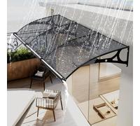 Auvent de porte de fenêtre - Surplomb en polycarbonate avec support en aluminium silencieux, forte capacité de charge, résistant à la pluie et à la neige, facile à installer