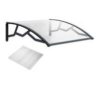 Auvent de Porte d'Entrée 100 x 120 cm Transparente - Polycarbonate Alvéolé Marquise Extérieure Bras Polypropylène Art Plast Transparente G