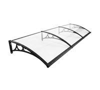 Auvent de Porte d'entrée avec Drainage, Marquise de Porte Exterieur | Aluminium en Polycarbonate, pour Patio, Balcon ou Porche, Protection Contre UV, Pluie, Neige(60x360cm/24"x142")