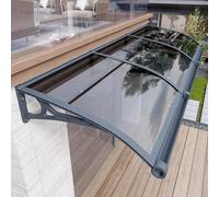 Auvent de porte d'entrée en aluminium, autonettoyant, résistant aux chocs, 300 kg, pour porche, véranda, entrée (60 x 360 cm)