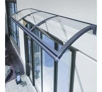 Auvent de porte d'entrée en aluminium et polycarbonate, résistant aux UV, coupe-vent, grand auvent de 80 x 100 cm pour entrée, surplomb de toit transparent pour une meilleure protection extérieure