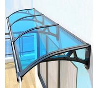 Auvent de Porte d'Entrée,Évacuation d'eau des Deux Côtés,Auvent de Fenêtre Incurvé,Marquise en Polycarbonate Bleu Protection UV Contre La Pluie et La Neige,pour Jardin Terrasse (150x130cm/59 x51)