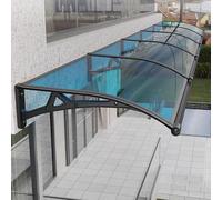 Auvent de Porte d'Entrée Extérieur,Auvent Marquise de Fenêtres Bleu,Terrasse Toit Abri Protection Contre La Pluie Neige,Toit Marquise en Polycarbonate pour Balcon de Cour (80x430cm/31 x169)