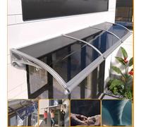 Auvent de porte d'entrée extérieure - Grande gouttière autonettoyante - Abri de pluie pour porte arrière, terrasse - 60 x 300 cm - Gris