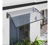 Auvent de porte d'entrée extérieure - Housse en polycarbonate résistant aux chocs avec cadre en aluminium, couverture de toit de véranda 80 x 380 cm/32 x 150 cm, protection contre les intempéries.