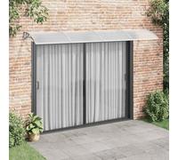 Auvent de porte d'entrée gris-transparent 350x75 cm en polycarbonate avec cadre ABS et aluminium, résistant à la pluie et à la neige, facile à installer avec des accessoires.