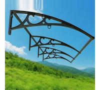 Auvent de Porte d'Entrée incurvé Résistante Toit Abri Contre la Pluie et UV,Auvent pour Porte d'Entrée avec Plaque en Polycarbonate Transparent et Cadre en Aluminium (120x280cm)
