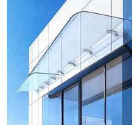 Auvent de Porte d'Entrée Invisible,Toit Marquise en Polycarbonate Transparente et Silencieuse,Abri de Terrasse,Auvent de Fenêtre Extérieur Protection UV à 99% Contre La Pluie (50x260cm/20 x102)