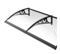 Auvent de Porte d'Entrée,Marquise Solaire Abri en Polycarbonate,Auvent Fenêtre Incurvé Contre la Pluie et UV,Cadre en Aluminium et Toit Transparent,pour Terrasse Balcon (80x330cm/32 x130)