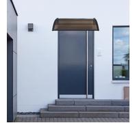 [en.casa] Auvent de Porte d'Entrée Design Marquise d'accueil Résistante aux Intempéries Polycarbonate Aluminium Plastique 5 mm d'Épaisseur 120 x 80 cm Noir Marron