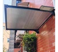 Auvent de Porte d'Entrée Moderne,Marquise Solaire Abri en Polycarbonate de 5mm,Auvent Fenêtre en Aluminium,Abri Contre la Pluie Insonorisant,Contre Pluie Neige UV (Brown,65x390cm/26 x154)
