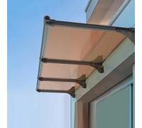 Auvent de Porte d'Entrée Moderne,Marquise Solaire Abri Marron,Fenêtre d'Auvent en Polycarbonate de Porche,Résistante Toit Abri Résistant aux UV,avec Support en Aluminium (50x400cm/20 x157)