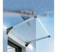 Auvent de Porte d'Entrée Résistante Toit Abri Contre la Pluie et UV,Marquise de Porte d’Entrée Aluminium,Auvent de Véranda Transparent de 5 Mm d'Épaisseur,Design Moderne (80x360cm/32 x142)