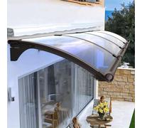 Auvent De Porte D'entrée Toit Marquise, Contre La Pluie Et UV Marquise Solaire Abri, Store Banne À Cadre en Aluminium Marron, Panneau en Polycarbonate Bleu, Abri Banne (100x250cm/39x98in,A)