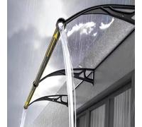 Auvent de Porte d'Entrée Transparent,Auvent de Fenêtres,Auvent Extérieur pour Évier de Terrasse Porche,Support en Alliage d'Aluminium Couleur Champagne,Marquise en Polycarbonate (150x180cm)