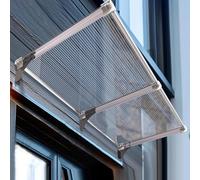 Auvent de Porte d'Entrée Transparent,Auvent Marquise d'Entrée Anti-Pluie,Terrasse Toit Abri Banne Protection Panneau Solaire Pc Ignifuge et Support en Alliage d'Aluminium (65x330cm/26 x130)