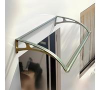 Auvent De Porte D'entrée Transparent en Polycarbonate, Toit Marquise avec Gouttière, Protection UV/Pluie/Neige, Support en Aluminium Support(Gold,65 * 120cm/26 * 47in)