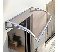 Auvent De Porte D'entrée Transparent en Polycarbonate, Toit Marquise avec Gouttière, Protection UV/Pluie/Neige, Support en Aluminium Support(Argent,80 * 300cm/31 * 118in)