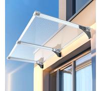 Auvent de Porte d'Entrée Transparent,Marquise de Porte d’Entrée 99% Anti-UV,Protection Contre la Pluie,la Neige et Le Vent,Auvent Fenêtre avec Cadre en Aluminium (40x350cm/16 x138)