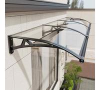 Auvent de Porte D'entrée W*L-100x90 cm, Auvent de Porte Marquise d'accueil en Polycarbonate, Toit de Porte D'entrée en Aluminium pour Protège de La Pluie, de La Neige et des Rayons UV, Transparent