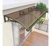 Auvent de porte d'extérieur - Auvent de porche imperméable protection UV et neige Housse en polycarbonate avec supports en aluminium dorés et argentés Abri de pluie parfait pour terrasse et jardin