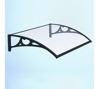 Auvent de porte d'extérieur en polycarbonate - Housse de protection UV/pluie/neige avec support en aluminium pour porte d'entrée, patio, porche et terrasse