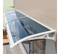 Auvent de porte d'extérieur incurvé en polycarbonate et aluminium, résistant aux intempéries, installation facile, pour maison, garage, balcon, protège de la pluie et du soleil - Gris