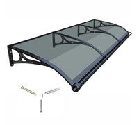 Auvent de porte d'extérieur UV/imperméable pour fenêtres, patios, terrasses, design noir élégant (100 x 250 cm) avec système de drainage, protection contre les intempéries pour la maison