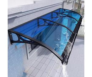 Auvent de porte en alliage d'aluminium pour évier - Housse en polycarbonate, protection contre la pluie pour fenêtre, terrasse, porche, extérieur, balcon, cour intérieure - 60 x 280 cm