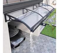 Auvent de porte en aluminium - 100 x 120 cm - Pare-soleil d'extérieur et protection UV pour porte d'entrée, balcon, terrasse - Housse transparente contre la pluie et le soleil