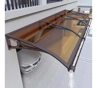 Auvent de porte en aluminium avec panneau latéral et gouttière, auvent extérieur pour entrée, terrasse, balcon, jardin, cave, marches - Marron - 80 x 200 cm - Abri résistant aux intempéries