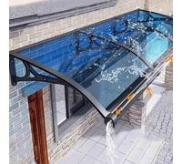 Auvent de porte en aluminium avec panneau latéral et gouttière pour entrée, balcon, jardin, terrasse, cave, marches - Bleu, 120 x 600 cm, protection contre les intempéries