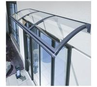 Auvent de porte en aluminium transparent en polycarbonate - Protection UV à 99,99 % - Résistant aux intempéries - 110 x 250 cm