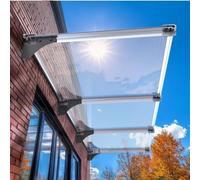 Auvent de porte en polycarbonate 100 x 300 cm avec protection UV pour entrée avant, résistant aux intempéries, housse de pluie, installation facile, design élégant