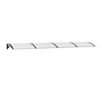 Auvent de porte en polycarbonate - 400 x 75 cm - Noir et transparent | Arceau en ABS et barres en aluminium, accessoires de montage inclus, résistant aux intempéries et à la corrosion