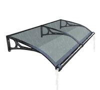 Auvent de porte en polycarbonate avec gouttière et support en aluminium, protection UV et pluie pour extérieur, couverture de fenêtre avant (gris, 80 x 160 cm)