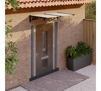Auvent de porte en polycarbonate noir et transparent pour l'extérieur vidaXL vid