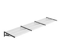 Auvent de porte en polycarbonate noir transparent 358,5 x 90 cm | Résistant aux intempéries, résistant à la corrosion, arceau ABS et cadre en aluminium, accessoires de montage inclus