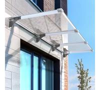 Auvent de porte en polycarbonate résistant aux UV - Abri de fenêtre insonorisé - Avec support en aluminium - 40 x 130 cm - Protection contre les intempéries