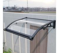 Auvent de porte en polycarbonate transparent avec canal de drainage - Protection UV, pluie et neige pour entrée extérieure, patio, véranda et fenêtres (60 x 60 cm)