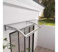 Auvent de porte en polycarbonate transparent avec support en aluminium - Réduction du bruit - Protection de fenêtre extérieure - Design incurvé - Plusieurs tailles - Gris - 60 x 380 cm / 24 x 150 cm