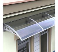 Auvent de porte en polycarbonate transparent - Protection contre les UV et la pluie - Avec support - 80 x 230 cm