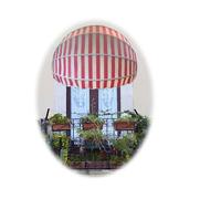 Auvent de porte en toile rouge et blanche de 110 cm avec cadre galvanisé, pliable, hémisphérique, protection contre la pluie pour une utilisation en extérieur