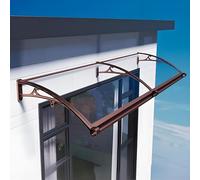 Auvent De Porte Et Fenêtre, avec Support en Alliage D'aluminium Marron, pour Entrée, Porche, Terrasse, Marquise Extérieurs avec Évier De Drainage(Clear,80 * 180cm/31 * 71in)