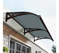 Auvent de porte et fenêtre d'extérieur avec support en aluminium pour porte avant - Protection contre le soleil, la pluie et la neige - Gris fumé - 80 x 210 cm