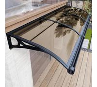 Auvent De Porte Et Fenêtres avec Drainage 60x120cm Marquise Exterieur | Toit Marquise En Polycarbonate, Résistant Pluie Neige UV, Auvent Porte D'entree Pour Terrasse(Brown,60x170cm/24"x67")