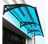 Auvent de Porte et Fenêtres Bleu,Auvent Marquise d'Entrée Incurvé,Toit Abri Protection UV Contre La Pluie Neige,Marquise en Polycarbonate de Terrasse,pour Balcon (80x430cm/31 x169)