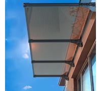 Auvent de Porte et Fenêtres en Aluminium,Marquise Solaire Abri Extérieur Terrasse,Couverture en Polycarbonate,pour la Protection Contre la Pluie/Neige/Lumière du Soleil (Brown,120x60cm/47 x24)