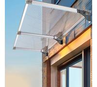 Auvent de Porte et Fenêtres en Aluminium,Marquise Solaire Abri Extérieur Terrasse,Couverture en Polycarbonate,pour la Protection Contre la Pluie/Neige/Lumière du Soleil (Clear,120x320cm/47 x126)
